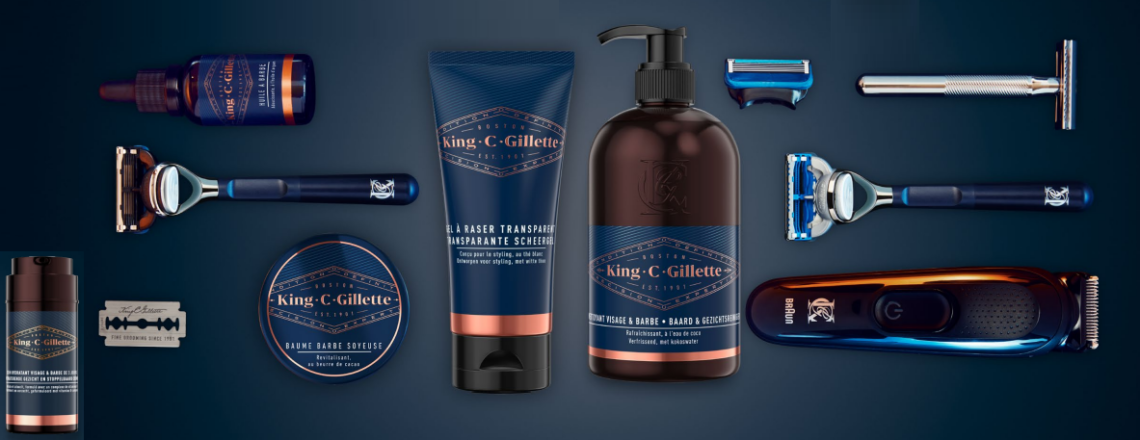 hydratant, nettoyant, gel, huile adoucissante, rasoir, tondeuse, les onze produits de la gamme King C. de Gillette