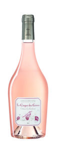 rosé rose en bouteille de verre transparente