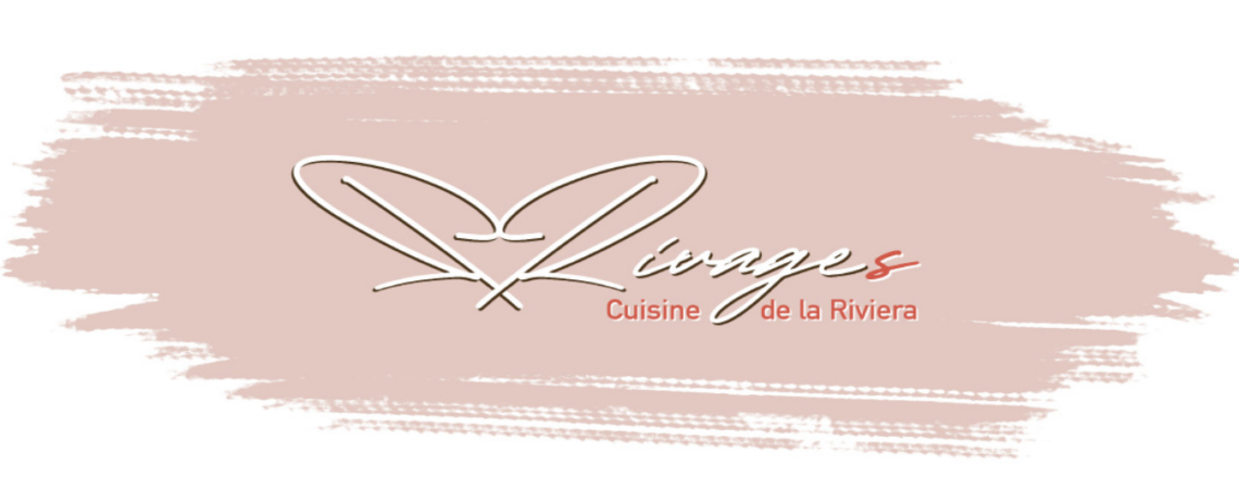 logo rose, avec des écriture blanche et rouge du menu de la carte qui indique : cuisine de la Riviera