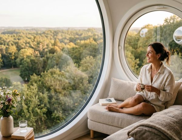 FreshMagazine - Cet hôtel futuriste à 30 minutes de Rennes cache des chambres suspendues à 28 mètres de hauteur