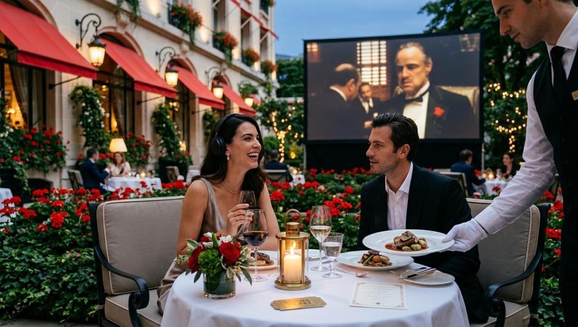 FrenchMag - Ce cinéma en plein air au Plaza Athénée propose un dîner servi au rythme des scènes du Parrain