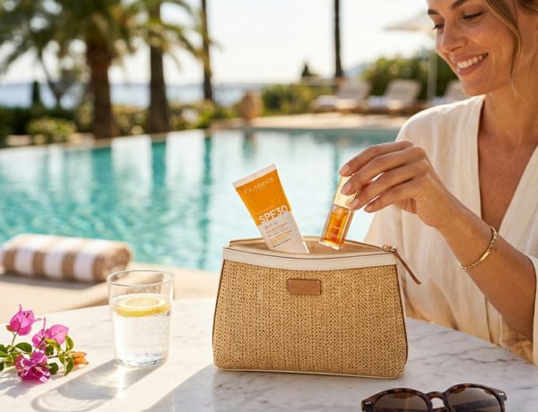 Ce duo solaire Clarins soldé glisse une crème SPF30 et la Lip Comfort Oil dans la trousse d'été