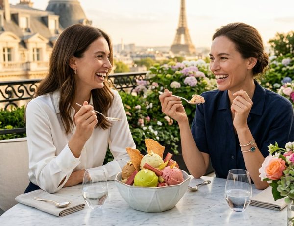 Au Peninsula Paris, ces glaces signées Pomellato déclinent la collection Nudo en bergamote, rhubarbe et amaretti