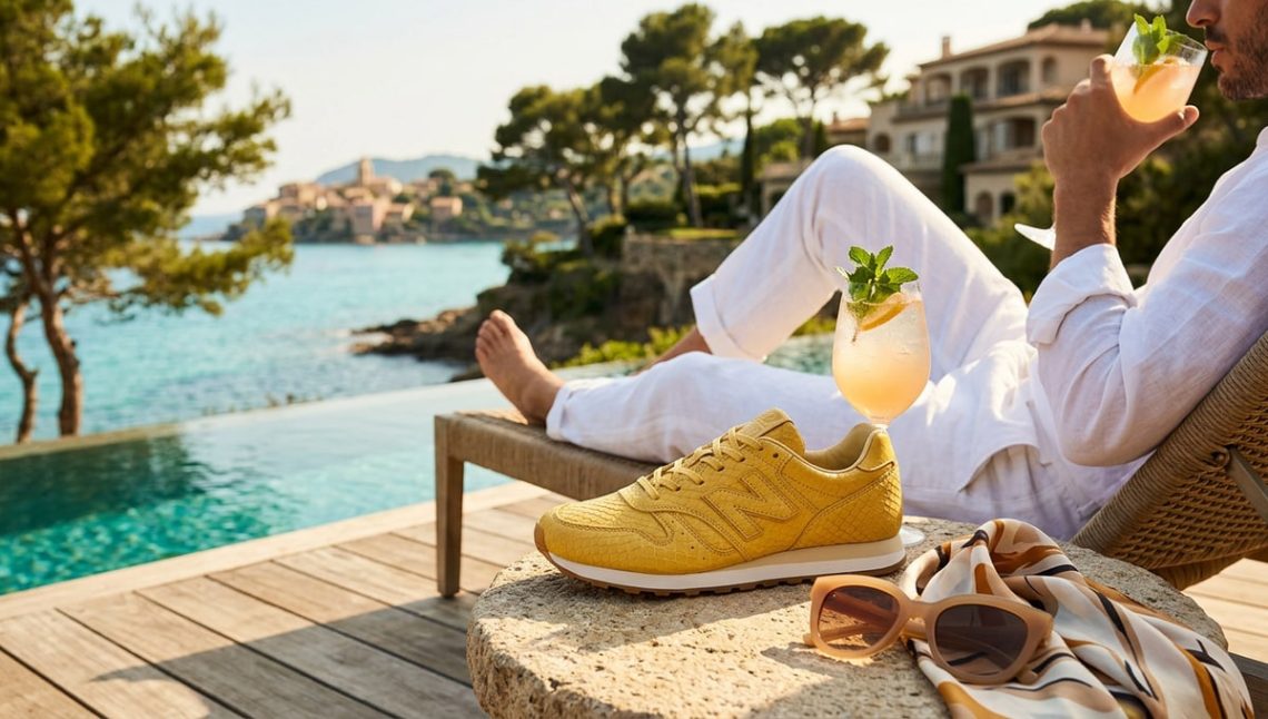 La New Balance 1890A s'offre un cuir jaune beurre effet peau de serpent à 190 euros