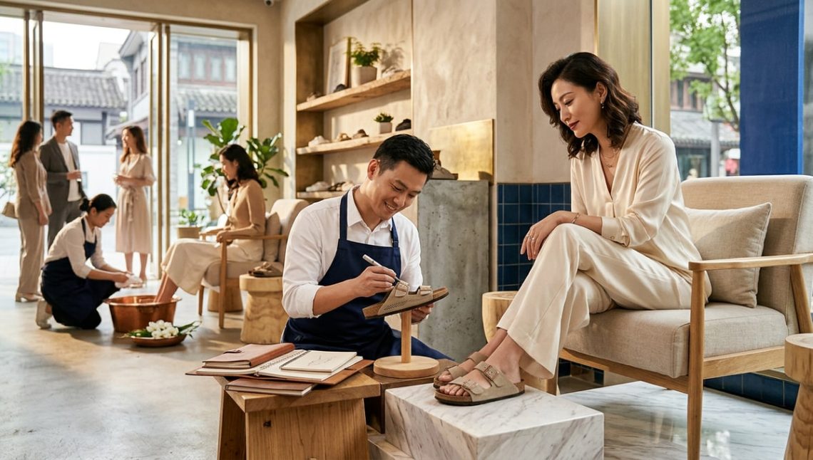 Birkenstock ouvre à Shanghai un concept store inédit avec soins des pieds et gravure personnalisée