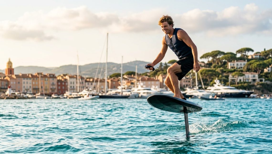 À Saint-Tropez, Dylan Deschamps s'envole au-dessus de l'eau sur cet engin prisé