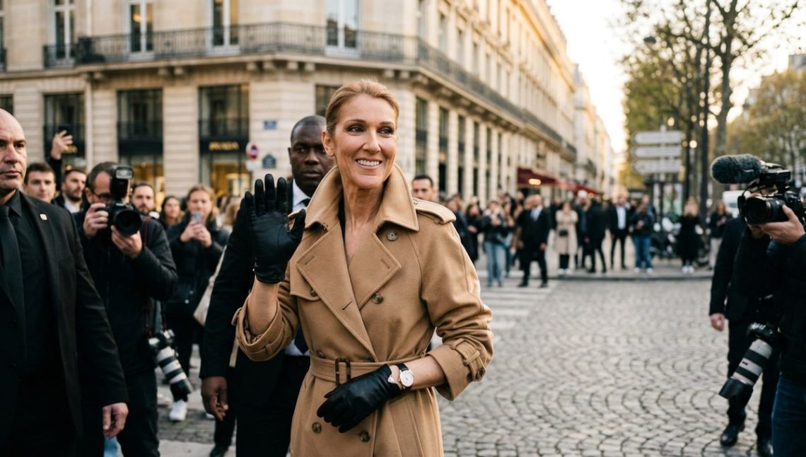 En trench Alaïa camel, Céline Dion signe un retour très remarqué à Paris