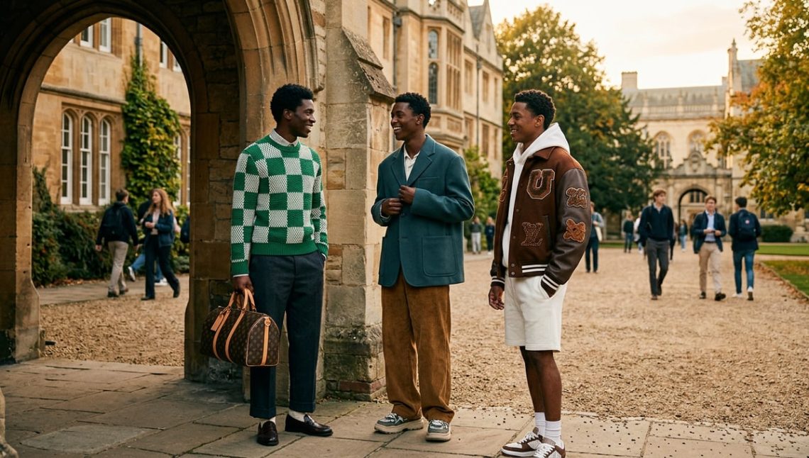Pharrell Williams envoie le vestiaire Louis Vuitton sur un campus so British