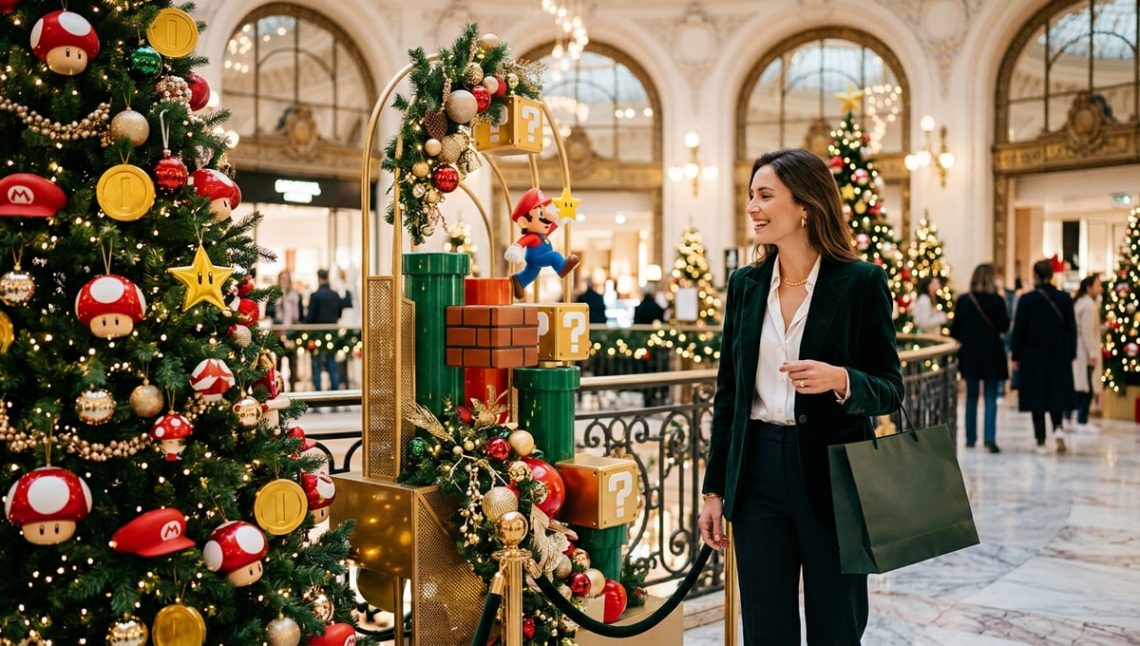 Super Mario s'installe aux Galeries Lafayette des Champs-Élysées pour Noël