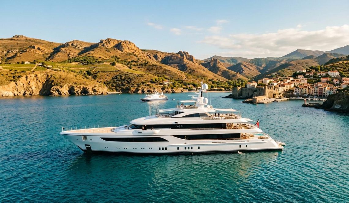 FreshMagazine - Le superyacht Lady S de 180 millions d'euros jette l'ancre à Port-Vendres avec son cinéma IMAX à bord