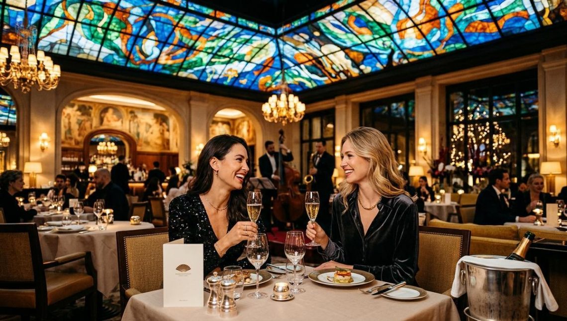 FreshMagParis - Elles réservent le dîner à 280€ du palace Mandarin Oriental Lutetia, mais le vrai réveillon se joue sous la verrière du Salon Saint-Germain