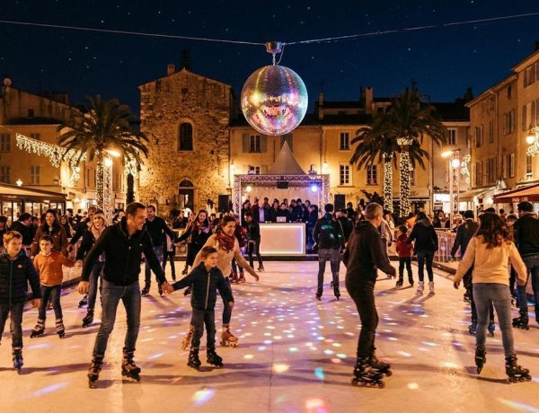FreshMagParis - À Saint-Tropez, on troque les patins à glace contre des rollers sous une boule à facettes, place du XVe Corps, dès le 5 décembre