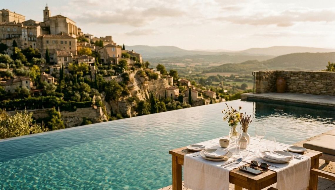 FreshMagParis - Pierre Niney et Natasha Andrews ont choisi Gordes pour leur week-end, entre piscine suspendue sur le Luberon et table de Jean-François Piège